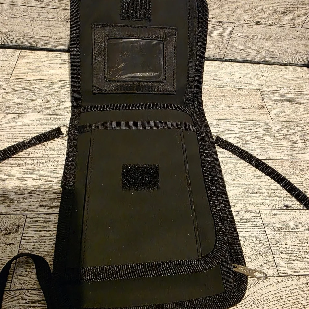 Mudd  Black Crossbody Pouch with Light Blue Handprint Logo